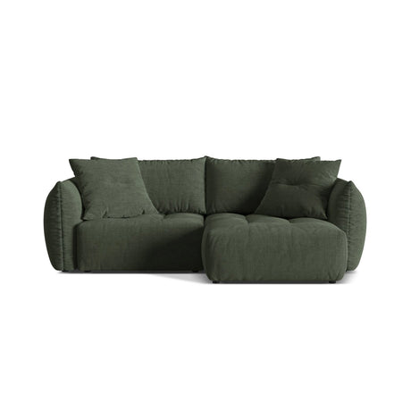 Bloom Modulares 3-Sitzer Ecksofa mit Schlaffunktion und Bettkasten, Rechte Seite, aus Strukturierter Stoff in Moosgrün (Wind 75), 250x152 cm von Micadoni – Bild 1