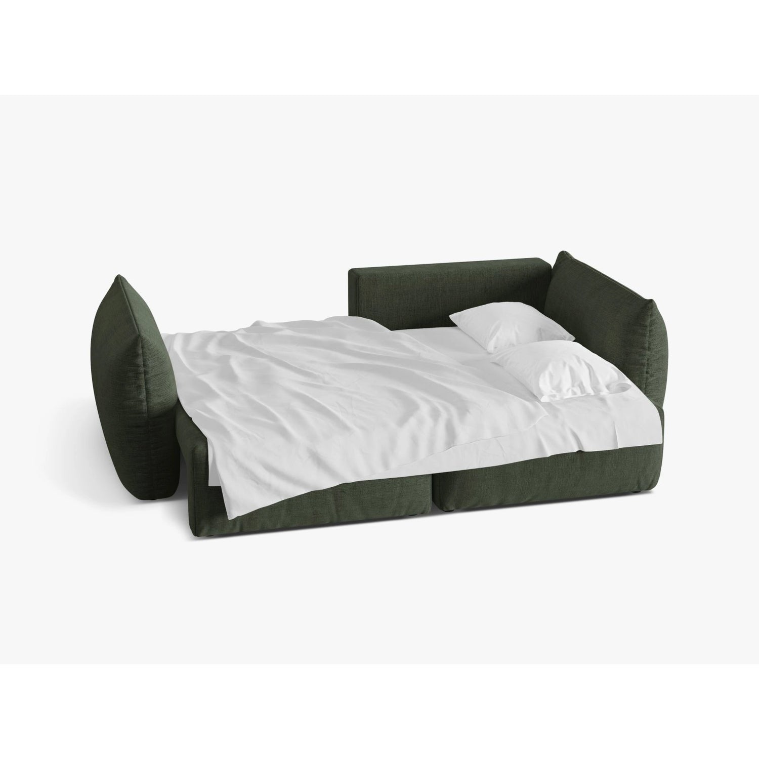 Bloom Modulares 3-Sitzer Ecksofa mit Schlaffunktion und Bettkasten, Rechte Seite, aus Strukturierter Stoff in Moosgrün (Wind 75), 250x152 cm von Micadoni – Bild 3