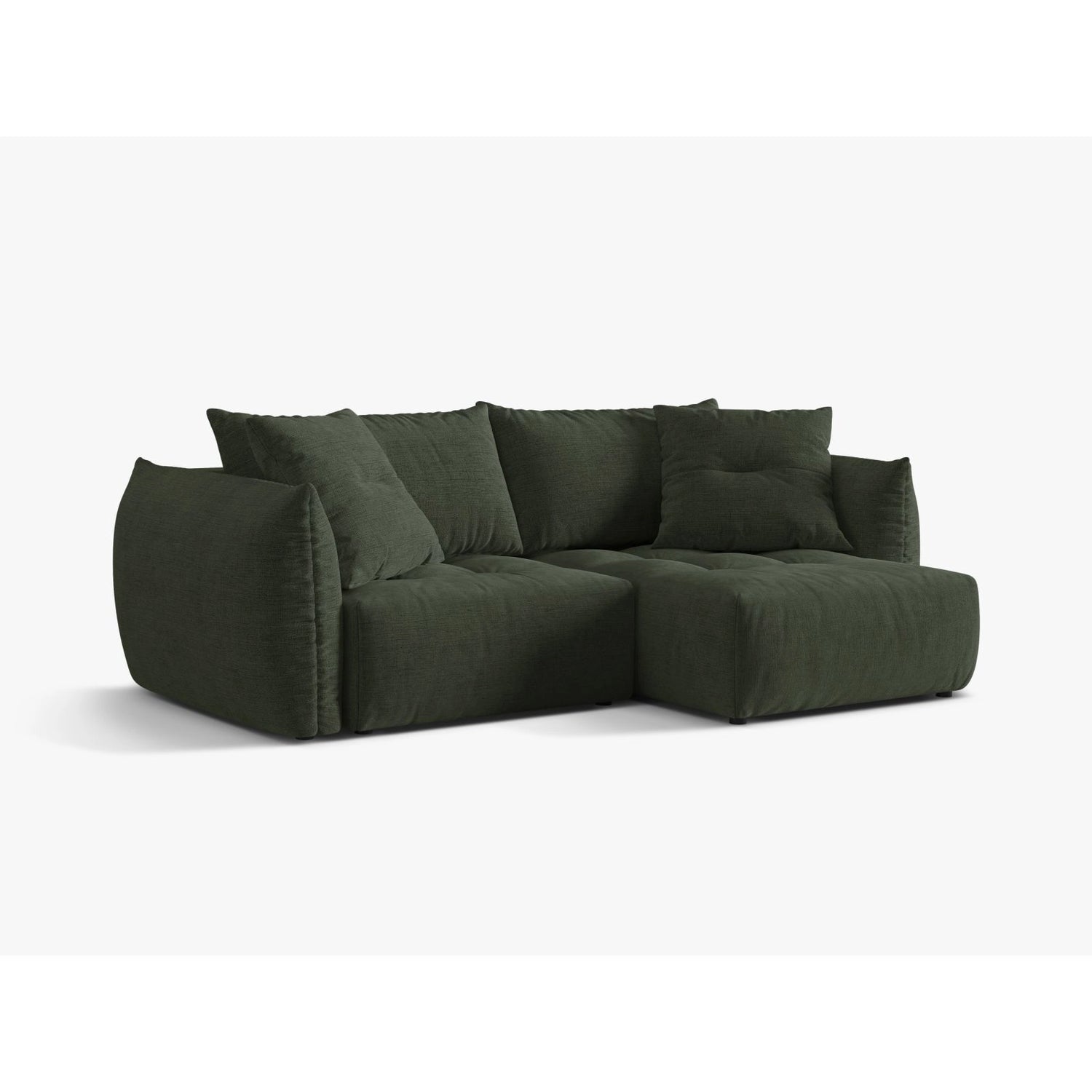 Bloom Modulares 3-Sitzer Ecksofa mit Schlaffunktion und Bettkasten, Rechte Seite, aus Strukturierter Stoff in Moosgrün (Wind 75), 250x152 cm von Micadoni – Bild 4