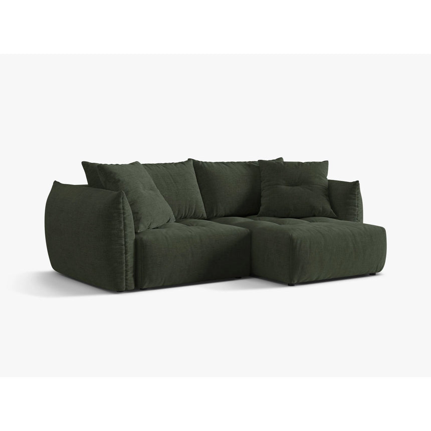 Bloom Modulares 3-Sitzer Ecksofa mit Schlaffunktion und Bettkasten, Rechte Seite, aus Strukturierter Stoff in Moosgrün (Wind 75), 250x152 cm von Micadoni – Bild 4