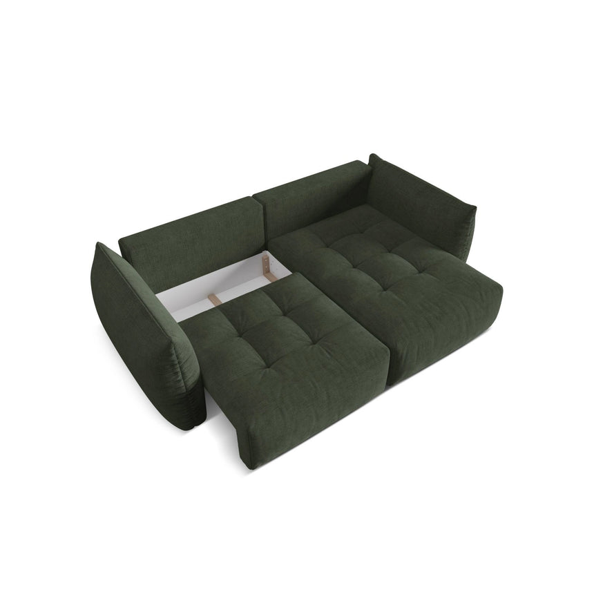 Bloom Modulares 3-Sitzer Ecksofa mit Schlaffunktion und Bettkasten, Rechte Seite, aus Strukturierter Stoff in Moosgrün (Wind 75), 250x152 cm von Micadoni – Bild 5