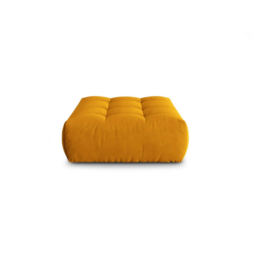 Bloom Pouf aus Samt in Gelb (Casino Mostaza), 110x101 cm von Micadoni – Bild 1
