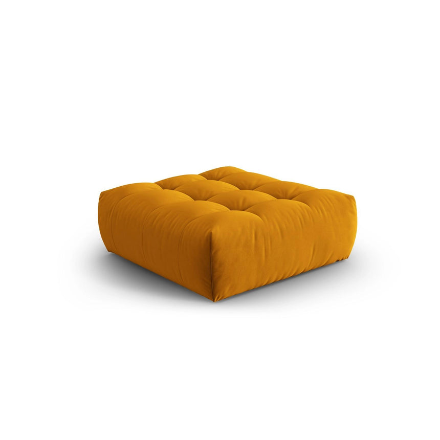 Bloom Pouf aus Samt in Gelb (Casino Mostaza), 110x101 cm von Micadoni – Bild 3