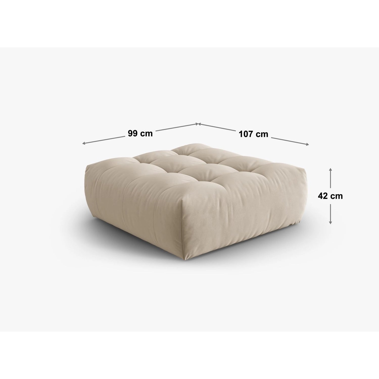 Bloom Pouf aus Samt in Grau (Casino Stone), 110x101 cm von Micadoni – Bild 2