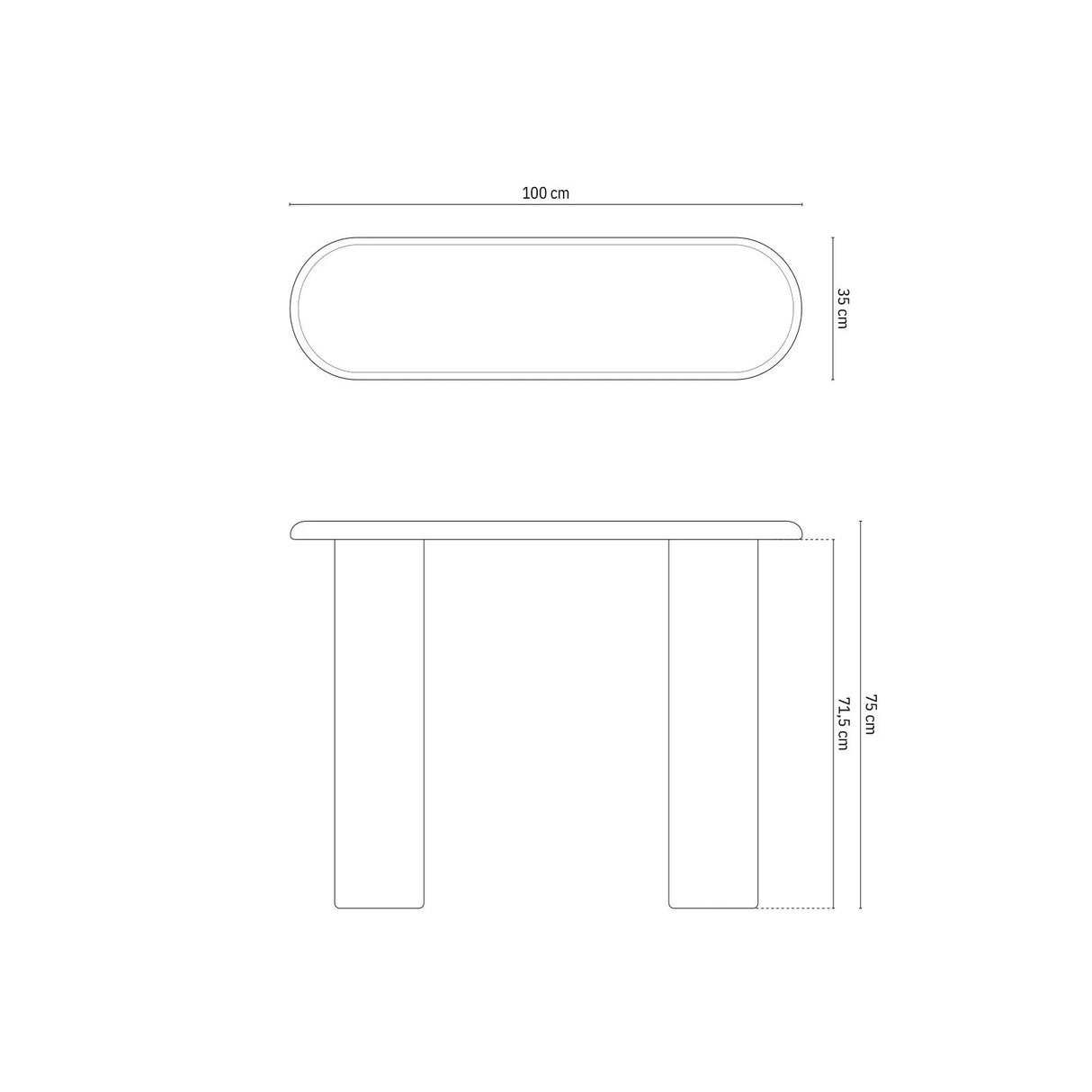 Bufi Konsolentisch mit Eschenfurnier, 100x35x75 cm von Micadoni – Produktbild 2