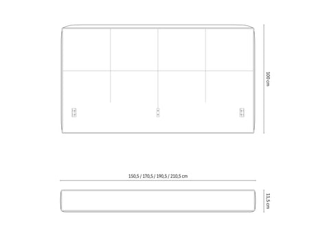 Darren Kopfteil - passend zum Bett Simon - in Strukturierter Stoff (Pue80) in Light Grey Melange, für 160x200 cm von Micadoni – Bild 3