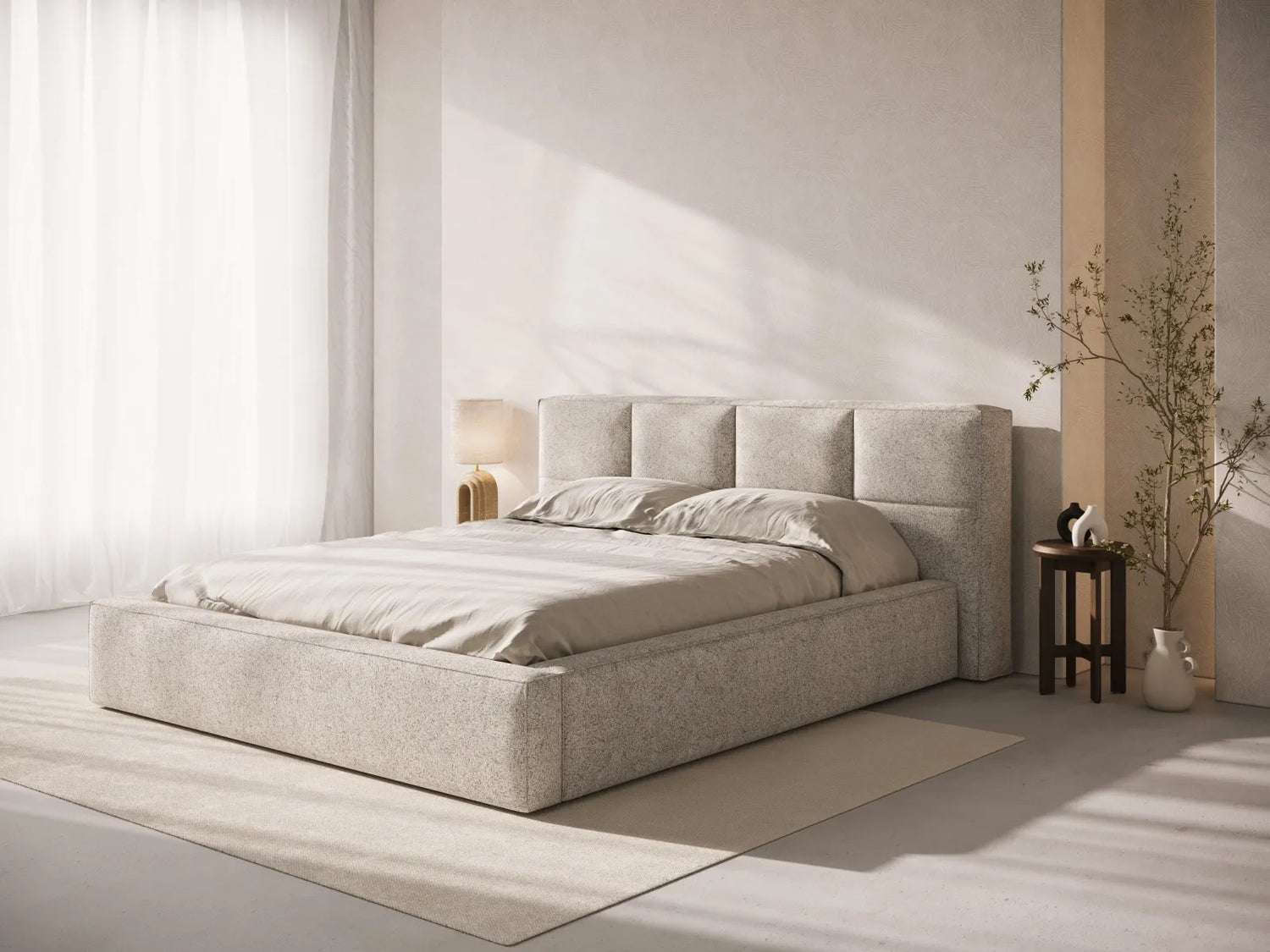 Darren Kopfteil - passend zum Bett Simon - in Strukturierter Stoff, für 200x200 cm von Micadoni – Bild 2