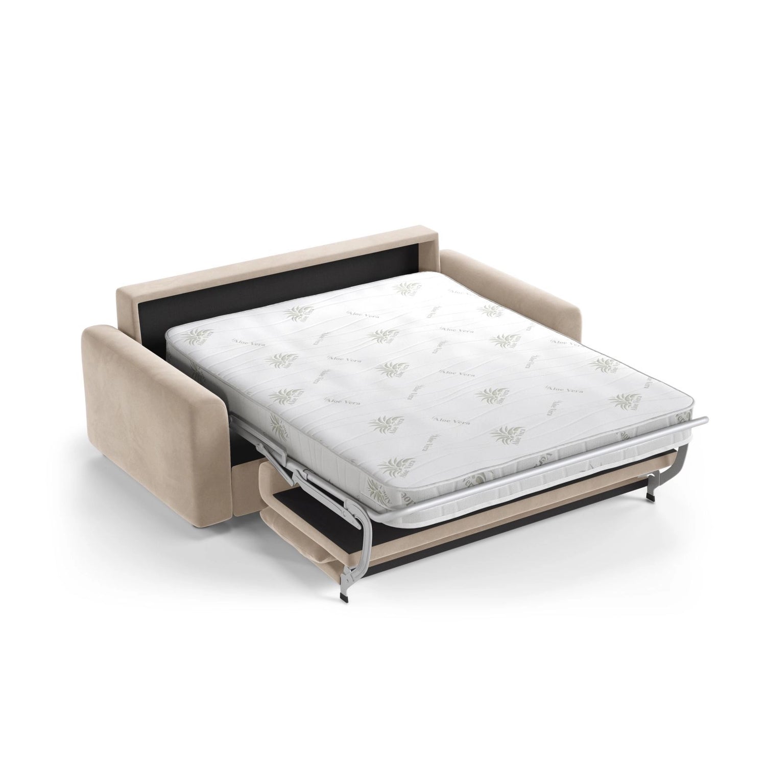 David 3-Sitzer Schlafsofa, umbaubar mit Express-System, aus Samt in Beige (Salvador 1), 194x97 cm von Micadoni – Bild 4