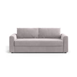 David 3-Sitzer Schlafsofa, umbaubar mit Express-System, aus Samt in Hellgrau (Salvador 16), 194x97 cm von Micadoni – Bild 1