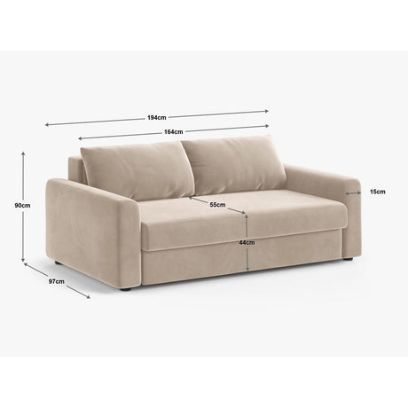 David 3-Sitzer Schlafsofa, umbaubar mit Express-System, aus Strukturierter Stoff in Rot (Baltimore Marsala), 194x97 cm von Micadoni – Bild 2