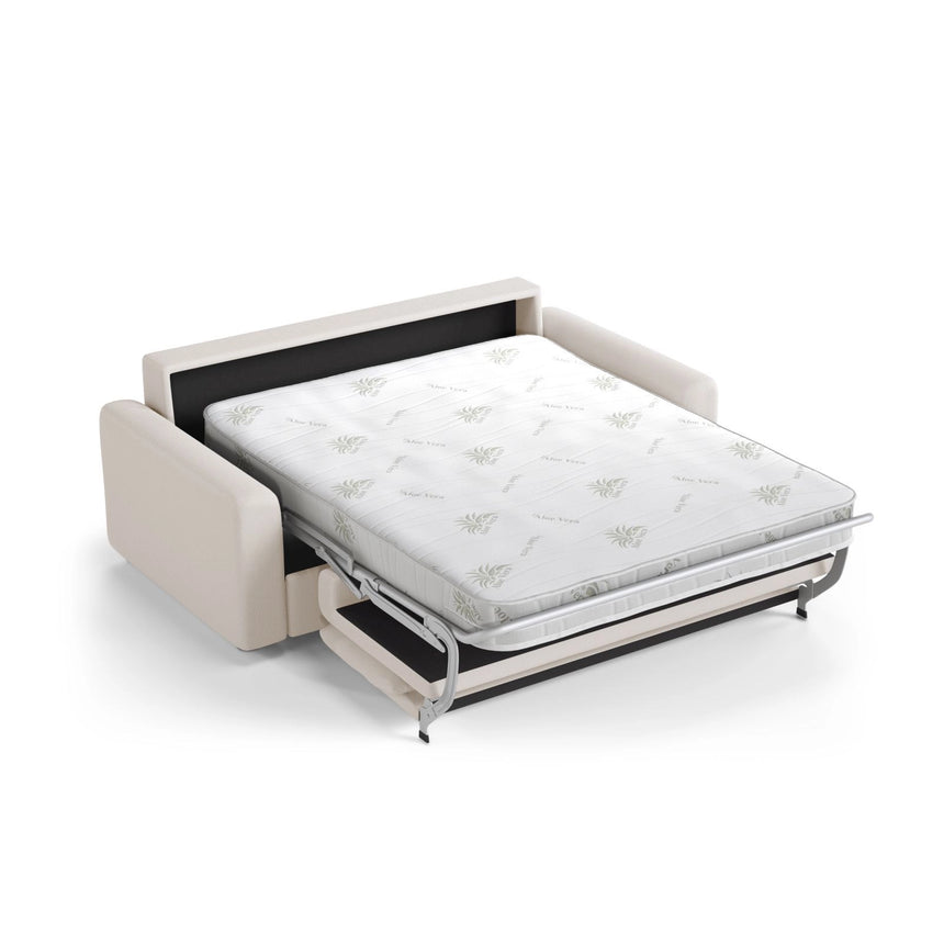 David 3-Sitzer Schlafsofa, umbaubar mit Express-System, aus Strukturierter Stoff in Weiß (BABEL WHITE), 194x97 cm von Micadoni – Bild 4