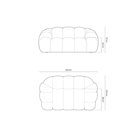 Diana 2-Sitzer Sofa aus 3D in Silber (Sonic 05), 214x114 cm von Micadoni – Bild 3