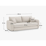 Dormi 3-Sitzer Sofa mit Schlaffunktion, aus Samt oder Strukturstoff, 225x94 cm - ZEN ZONE Furniture