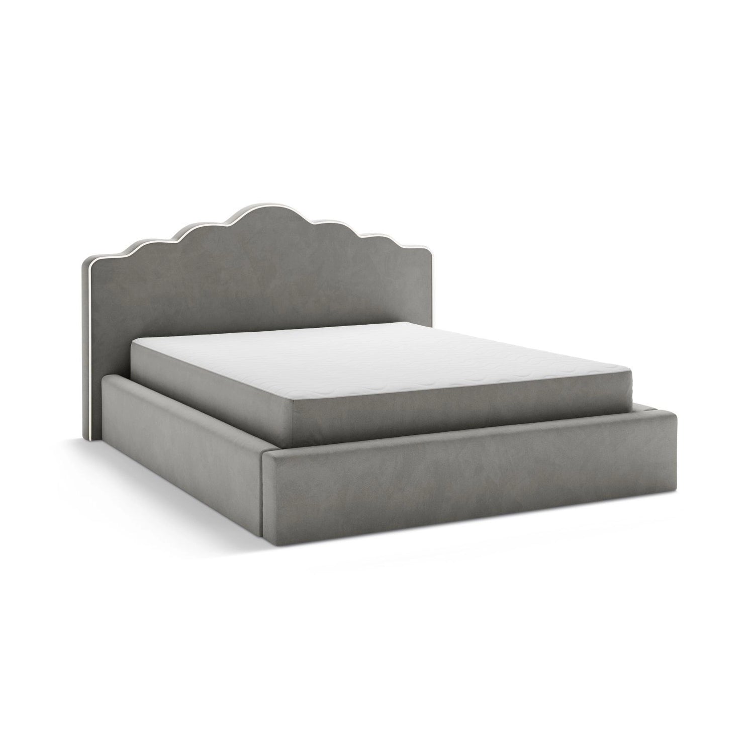 Dream Bett mit Kopfteil und Stauraum aus Samt in Elfenbein / Dunkles Grau (Magic Velvet 2256,Magic Velvet 2241), 160x200 cm von Micadoni – Bild 4