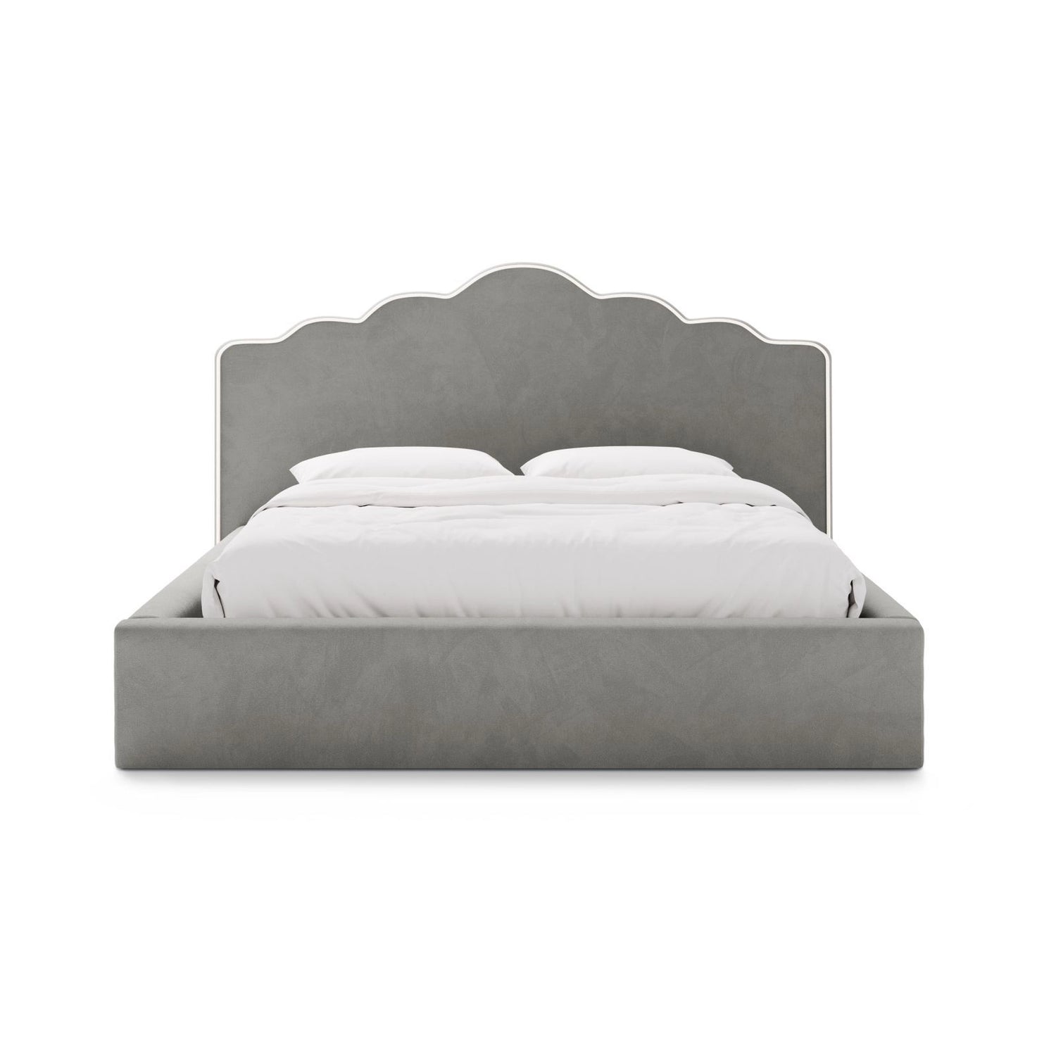 Dream Bett mit Kopfteil und Stauraum aus Samt in Elfenbein / Dunkles Grau (Magic Velvet 2256,Magic Velvet 2241), 180x200 cm von Micadoni – Bild 3
