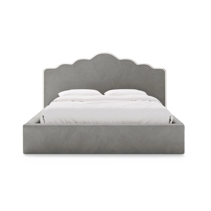 Dream Bett mit Kopfteil und Stauraum aus Samt in Elfenbein / Dunkles Grau (Magic Velvet 2256,Magic Velvet 2241), 180x200 cm von Micadoni – Bild 3