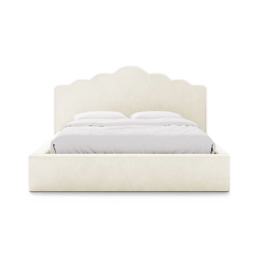 Dream Bett mit Kopfteil und Stauraum aus Samt in Elfenbein (Magic Velvet 2256), 140x200 cm von Micadoni – Bild 3
