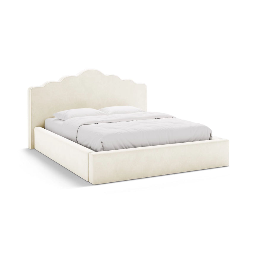 Dream Bett mit Kopfteil und Stauraum aus Samt in Elfenbein (Magic Velvet 2256), 160x200 cm von Micadoni – Bild 1
