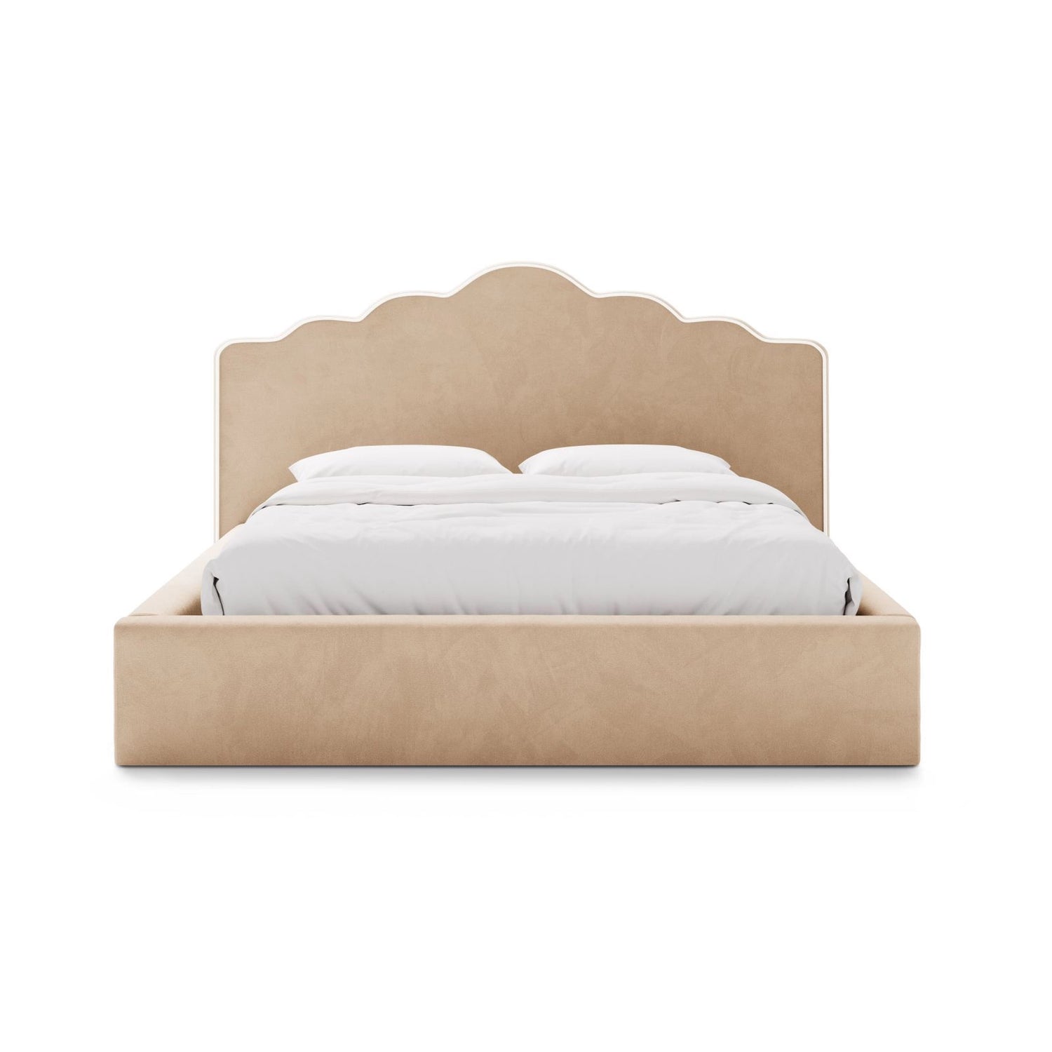 Dream Bett mit Kopfteil und Stauraum aus Samt in Elfenbein / Mandelbeige (Magic Velvet 2256,Magic Velvet 2282), 160x200 cm von Micadoni – Bild 3