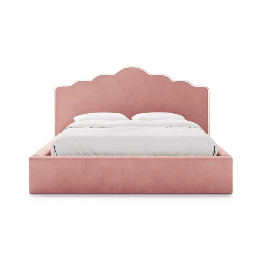 Dream Bett mit Kopfteil und Stauraum aus Samt in Elfenbein / Pink (Magic Velvet 2256,Magic Velvet 2257), 160x200 cm von Micadoni – Bild 3