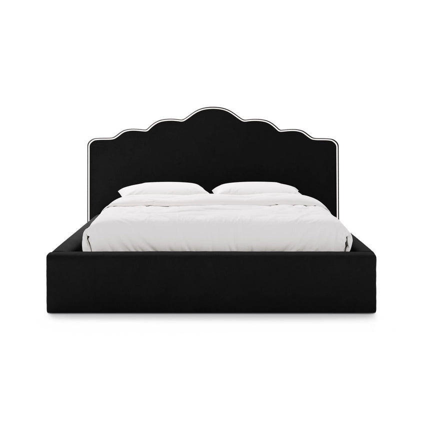 Dream Bett mit Kopfteil und Stauraum aus Samt in Elfenbein / Schwarz (Magic Velvet 2256,Magic Velvet 2219), 140x200 cm von Micadoni – Bild 3