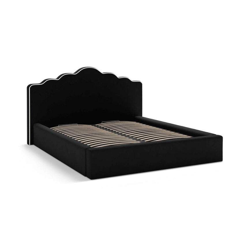 Dream Bett mit Kopfteil und Stauraum aus Samt in Elfenbein / Schwarz (Magic Velvet 2256,Magic Velvet 2219), 140x200 cm von Micadoni – Bild 5