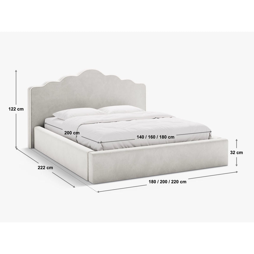 Dream Bett mit Kopfteil und Stauraum aus Samt in Elfenbein / Senf (Magic Velvet 2256,Magic Velvet 2288), 140x200 cm von Micadoni – Bild 2