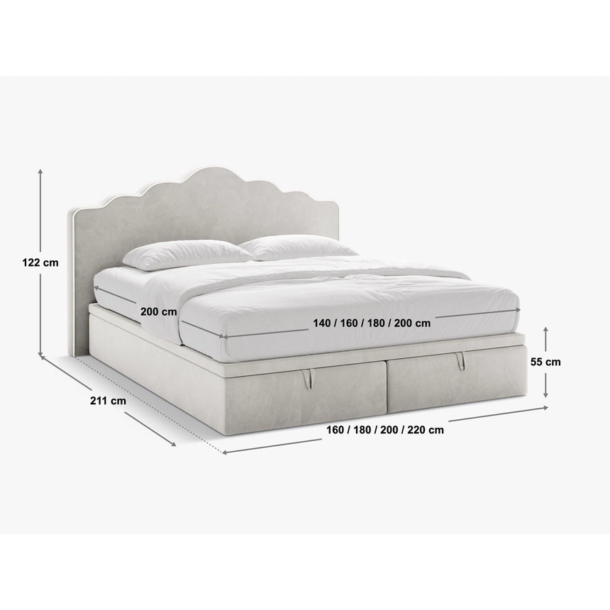 Dream Boxspringbett mit Kopfteil und Stauraum aus Samt, 180x200 cm von Micadoni – Bild 2