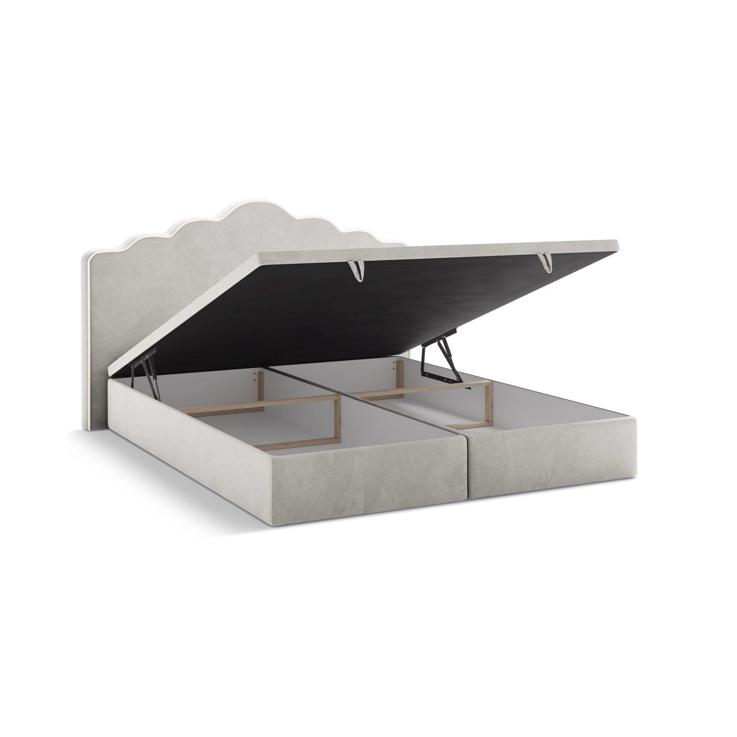 Dream Boxspringbett mit Kopfteil und Stauraum aus Samt, 200x200 cm von Micadoni – Bild 5