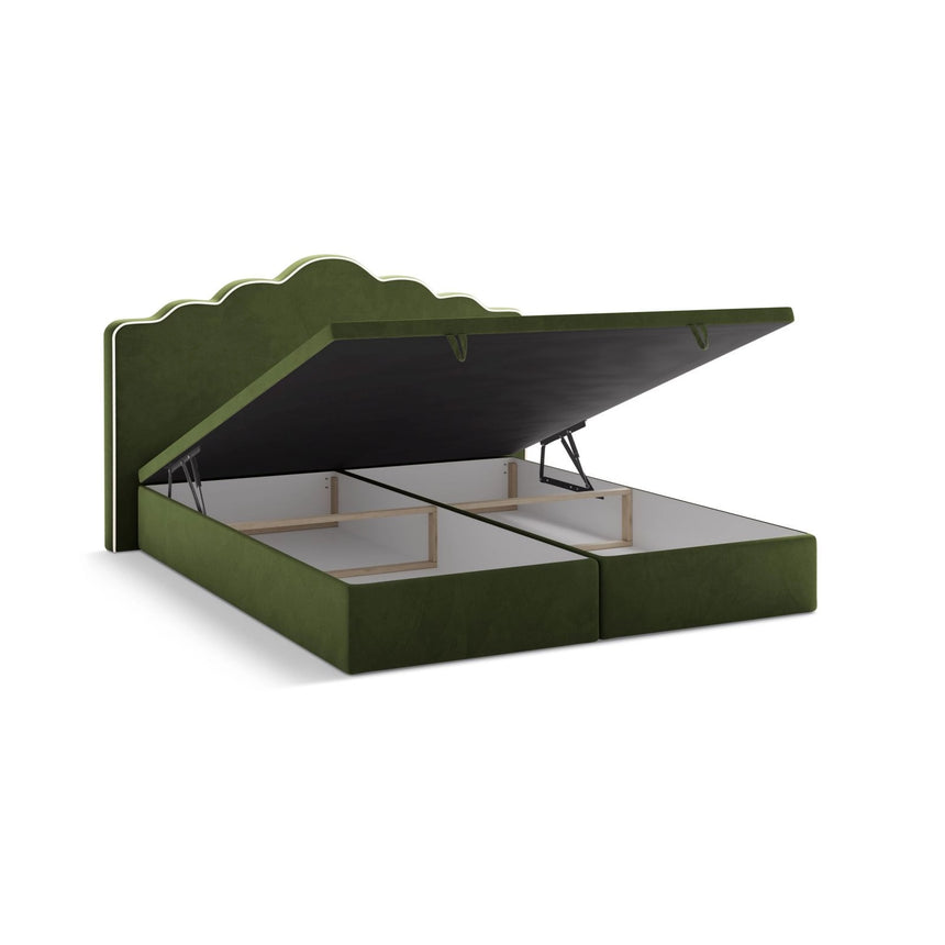 Dream Boxspringbett mit Kopfteil und Stauraum aus Samt in Elfenbein / Armeegrün (Magic Velvet 2256,Magic Velvet 2295), 200x200 cm von Micadoni – Bild 5