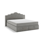 Dream Boxspringbett mit Kopfteil und Stauraum aus Samt in Elfenbein / Dunkles Grau (Magic Velvet 2256,Magic Velvet 2241), 160x200 cm von Micadoni – Bild 4