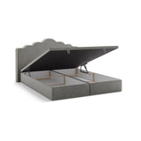 Dream Boxspringbett mit Kopfteil und Stauraum aus Samt in Elfenbein / Dunkles Grau (Magic Velvet 2256,Magic Velvet 2241), 160x200 cm von Micadoni – Bild 5