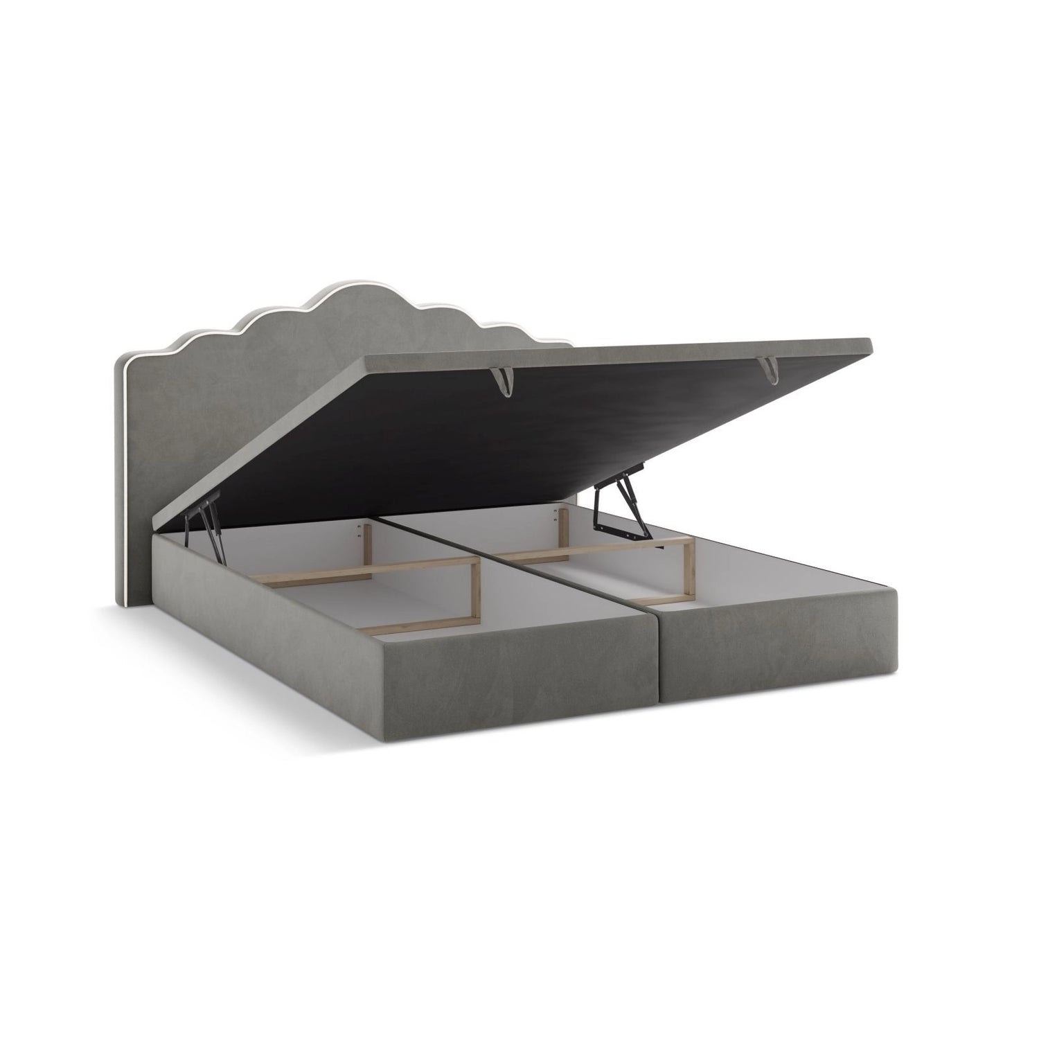 Dream Boxspringbett mit Kopfteil und Stauraum aus Samt in Elfenbein / Dunkles Grau (Magic Velvet 2256,Magic Velvet 2241), 180x200 cm von Micadoni – Bild 5