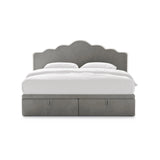 Dream Boxspringbett mit Kopfteil und Stauraum aus Samt in Elfenbein / Dunkles Grau (Magic Velvet 2256,Magic Velvet 2241), 200x200 cm von Micadoni – Bild 3