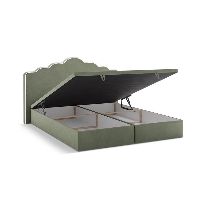 Dream Boxspringbett mit Kopfteil und Stauraum aus Samt in Elfenbein / Grün (Magic Velvet 2256,Magic Velvet 2243), 160x200 cm von Micadoni – Bild 5
