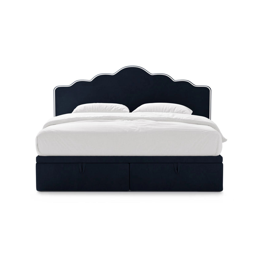 Dream Boxspringbett mit Kopfteil und Stauraum aus Samt in Elfenbein / Königsblau (Magic Velvet 2256,Magic Velvet 2204), 140x200 cm von Micadoni – Bild 3