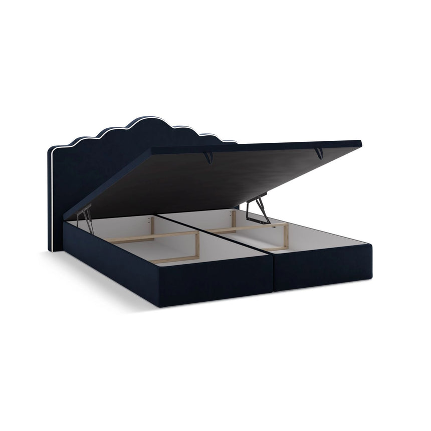 Dream Boxspringbett mit Kopfteil und Stauraum aus Samt in Elfenbein / Königsblau (Magic Velvet 2256,Magic Velvet 2204), 140x200 cm von Micadoni – Bild 5