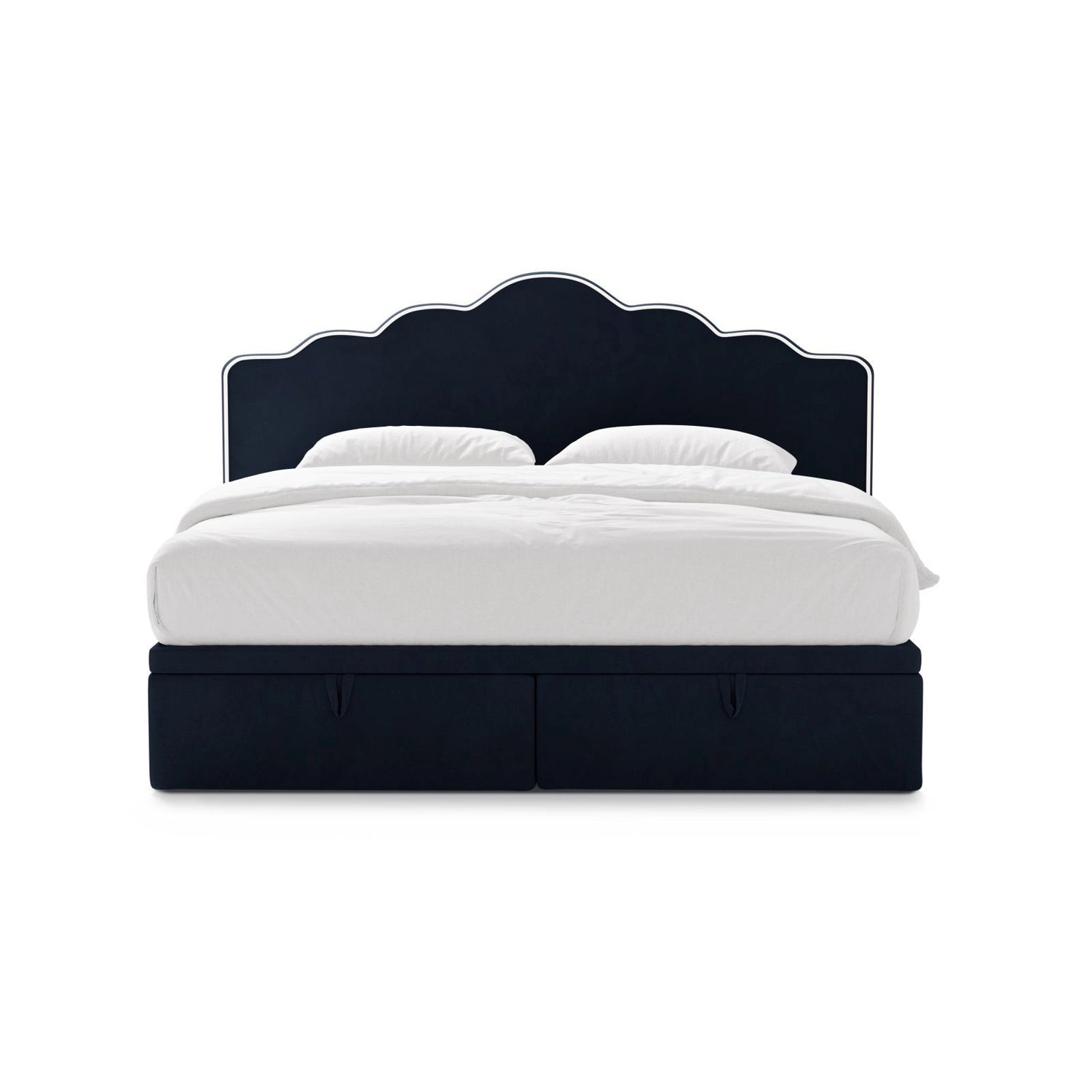 Dream Boxspringbett mit Kopfteil und Stauraum aus Samt in Elfenbein / Königsblau (Magic Velvet 2256,Magic Velvet 2204), 180x200 cm von Micadoni – Bild 3