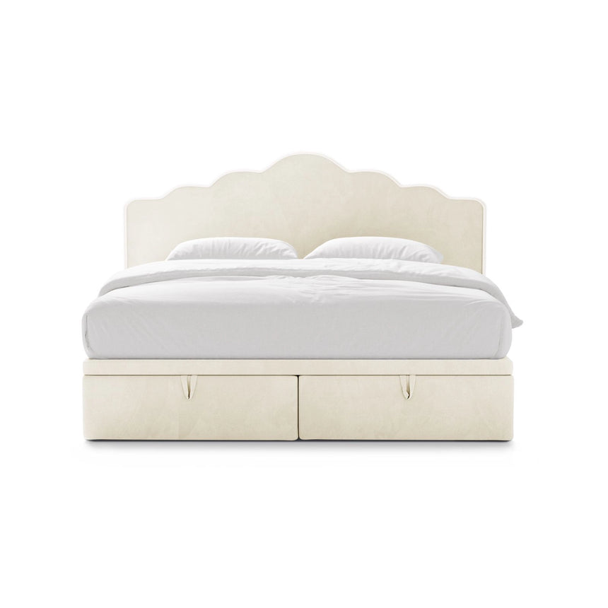 Dream Boxspringbett mit Kopfteil und Stauraum aus Samt in Elfenbein (Magic Velvet 2256), 160x200 cm von Micadoni – Bild 3