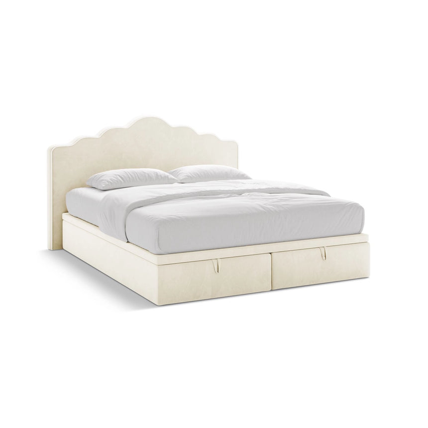 Dream Boxspringbett mit Kopfteil und Stauraum aus Samt in Elfenbein (Magic Velvet 2256), 180x200 cm von Micadoni – Bild 1