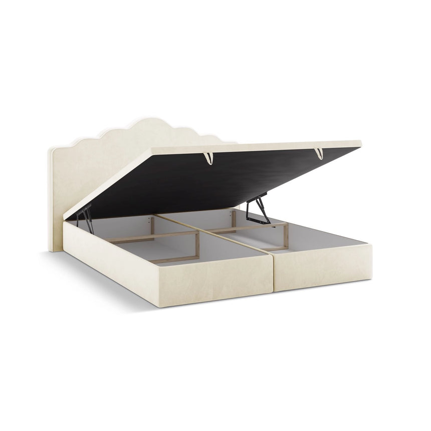 Dream Boxspringbett mit Kopfteil und Stauraum aus Samt in Elfenbein (Magic Velvet 2256), 180x200 cm von Micadoni – Bild 5