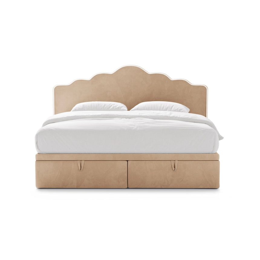 Dream Boxspringbett mit Kopfteil und Stauraum aus Samt in Elfenbein / Mandelbeige (Magic Velvet 2256,Magic Velvet 2282), 160x200 cm von Micadoni – Bild 3