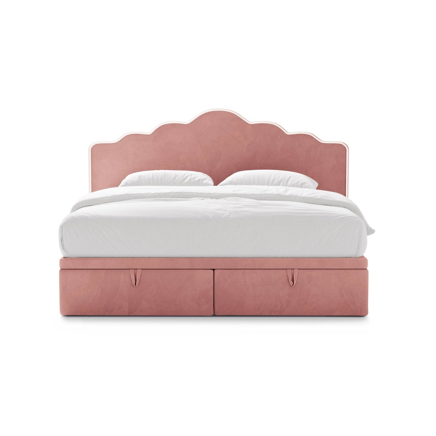 Dream Boxspringbett mit Kopfteil und Stauraum aus Samt in Elfenbein / Pink (Magic Velvet 2256,Magic Velvet 2257), 160x200 cm von Micadoni – Bild 3