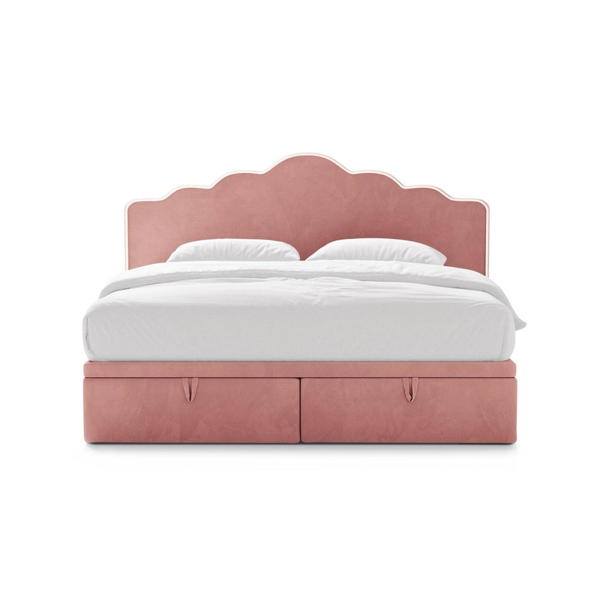 Dream Boxspringbett mit Kopfteil und Stauraum aus Samt in Elfenbein / Pink (Magic Velvet 2256,Magic Velvet 2257), 200x200 cm von Micadoni – Bild 3