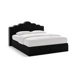 Dream Boxspringbett mit Kopfteil und Stauraum aus Samt in Elfenbein / Schwarz (Magic Velvet 2256,Magic Velvet 2219), 140x200 cm von Micadoni – Bild 1