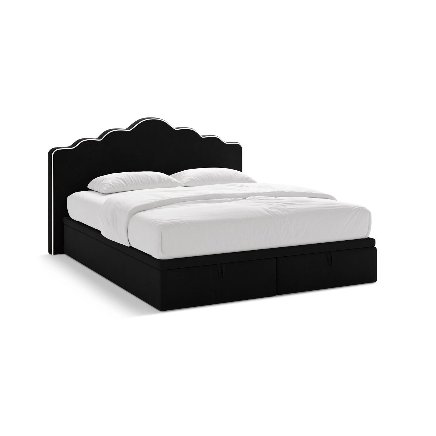Dream Boxspringbett mit Kopfteil und Stauraum aus Samt in Elfenbein / Schwarz (Magic Velvet 2256,Magic Velvet 2219), 180x200 cm von Micadoni – Bild 1