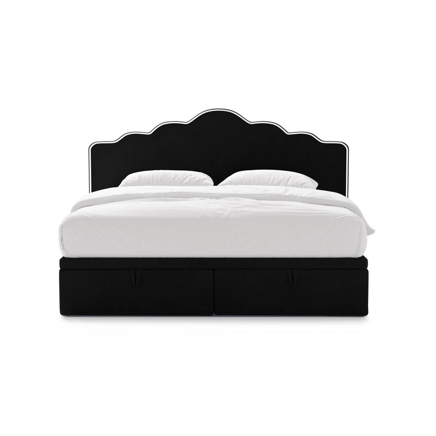 Dream Boxspringbett mit Kopfteil und Stauraum aus Samt in Elfenbein / Schwarz (Magic Velvet 2256,Magic Velvet 2219), 180x200 cm von Micadoni – Bild 3