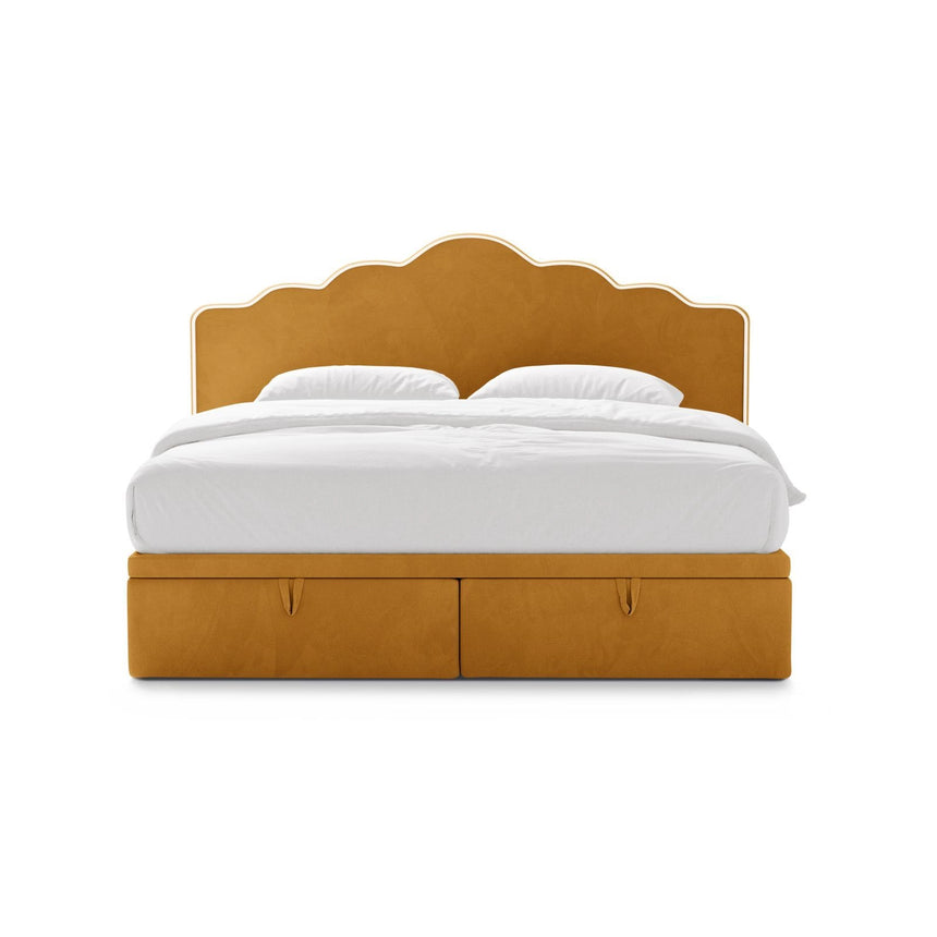 Dream Boxspringbett mit Kopfteil und Stauraum aus Samt in Elfenbein / Senf (Magic Velvet 2256,Magic Velvet 2288), 160x200 cm von Micadoni – Bild 3