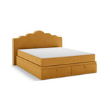 Dream Boxspringbett mit Kopfteil und Stauraum aus Samt in Elfenbein / Senf (Magic Velvet 2256,Magic Velvet 2288), 180x200 cm von Micadoni – Bild 4