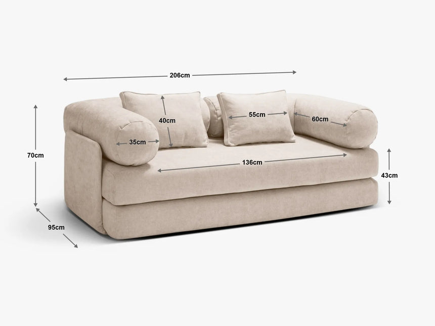 Dreamy 3-Sitzer Sofa mit Schlaffunktion, aus Strukturierter Stoff in Deep Petrol (Liberty 13), 206x95 cm von Micadoni – Bild 2